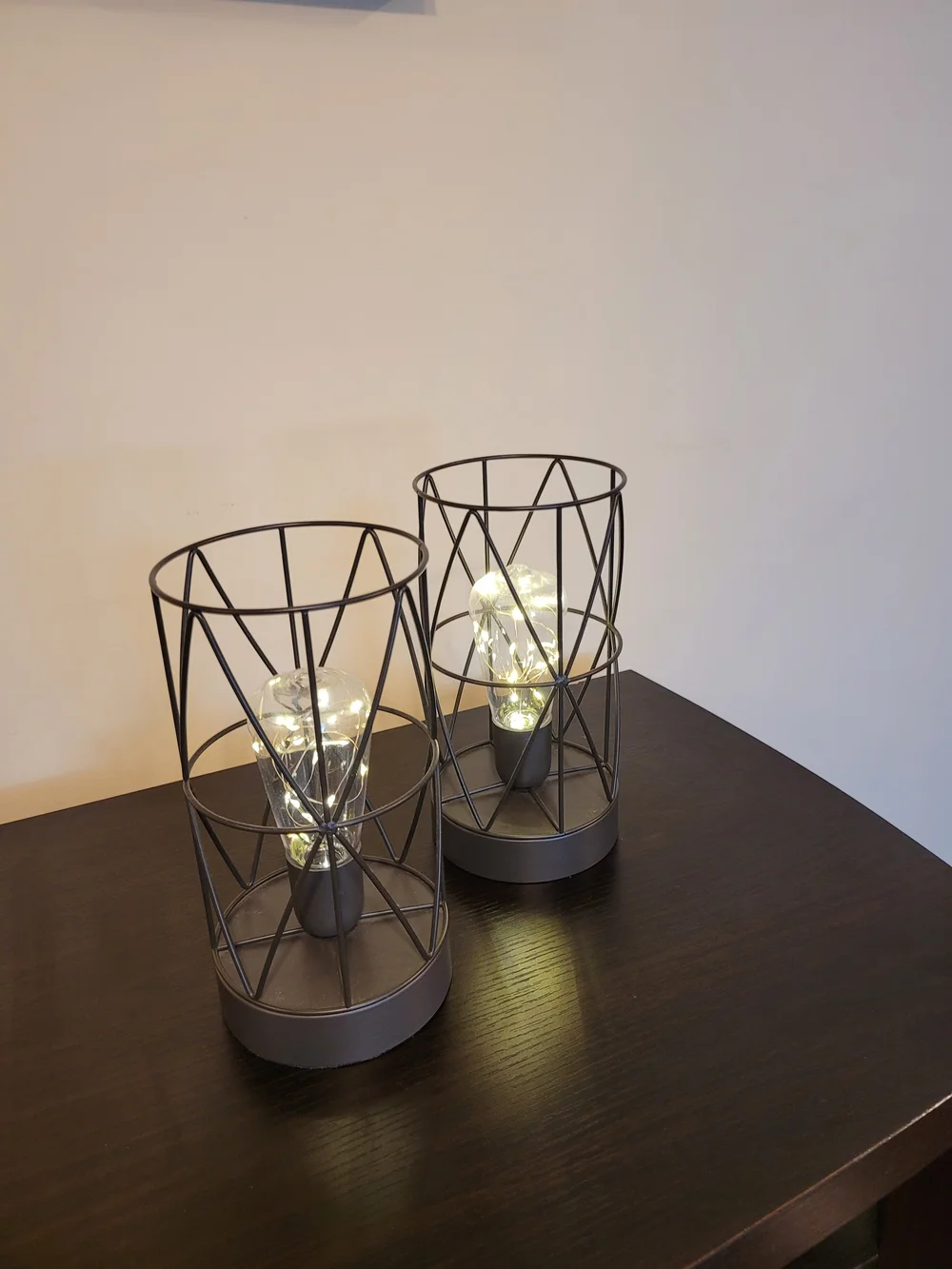 Modern Black Metal Cage Table Lamps (Set of 2)